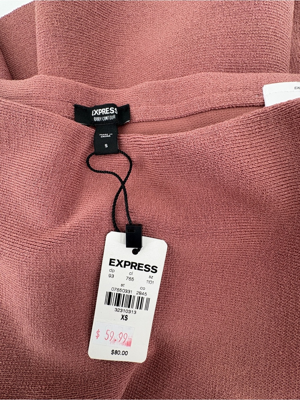 NWT Express Body Contour Sweater Knit Skater Skirt Dusty Rose XS Flare - Picture 4 of 5